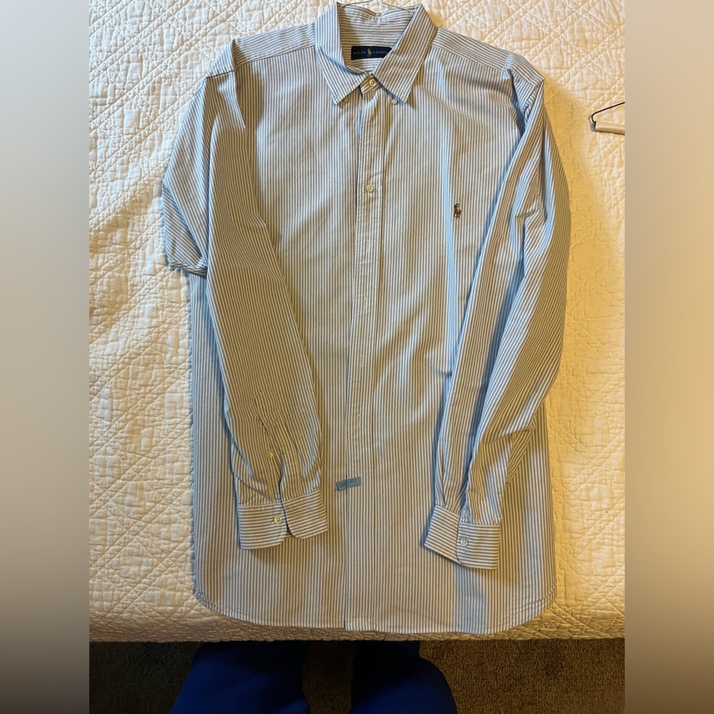 PMS108 - Polo Ralph Lauren, Men's TALL, blue/white, classic, button down, 2XT.